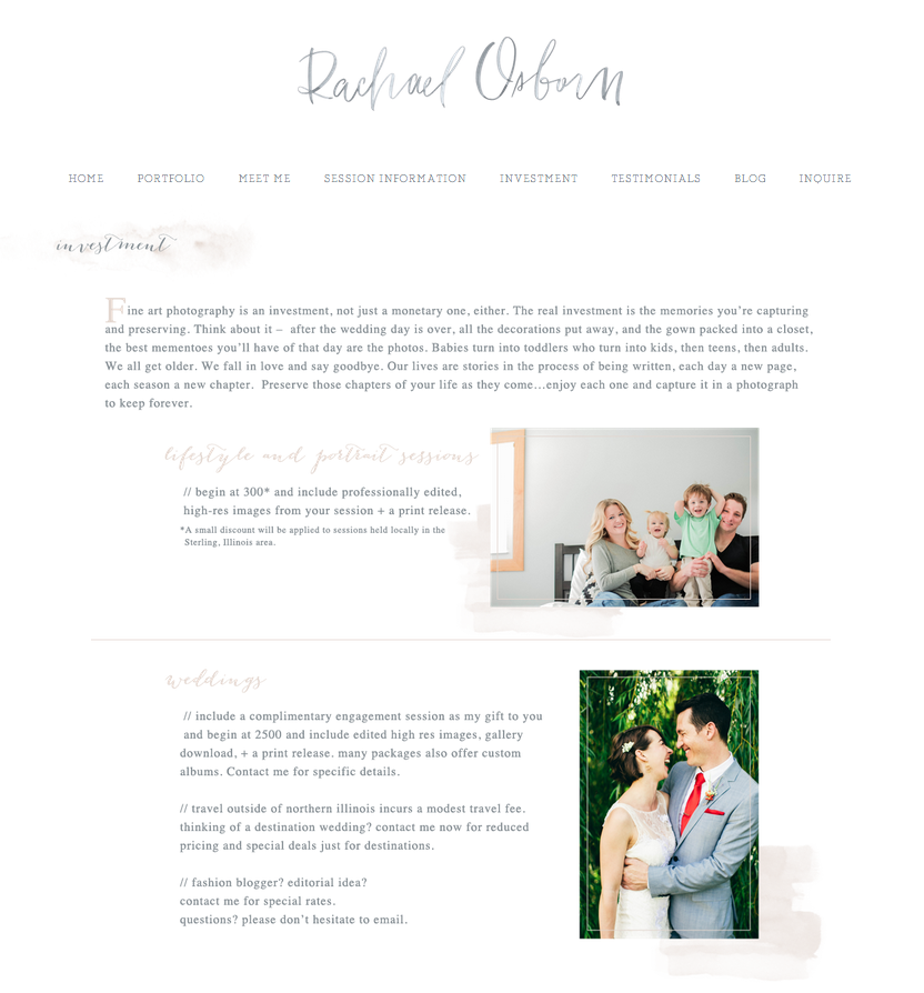 Custom web design for photographers, photography website, blog design - Mesmerizing Designs