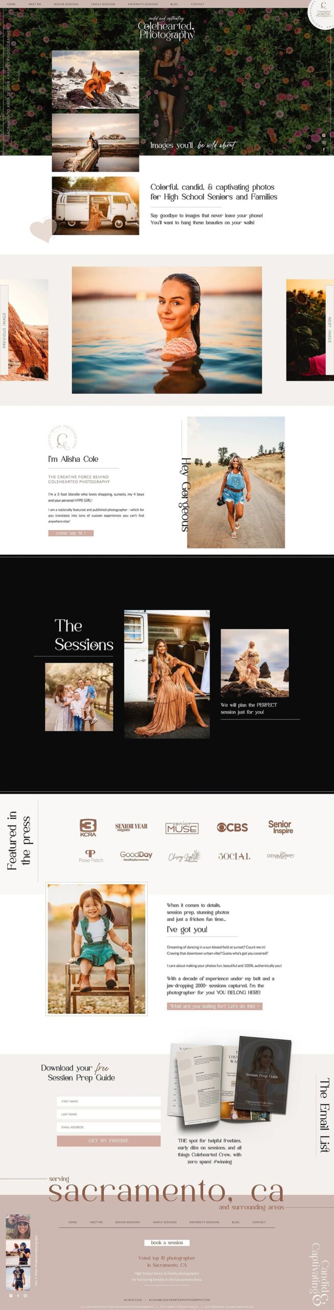 Custom photo website designed by Jen Gen Creative
