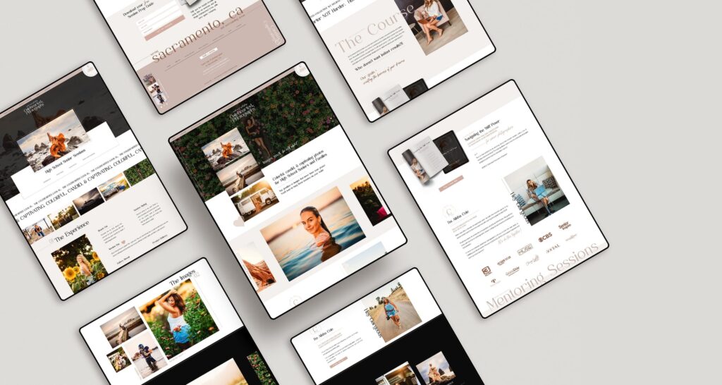 Custom photo website page layouts by Jen Gen Creative