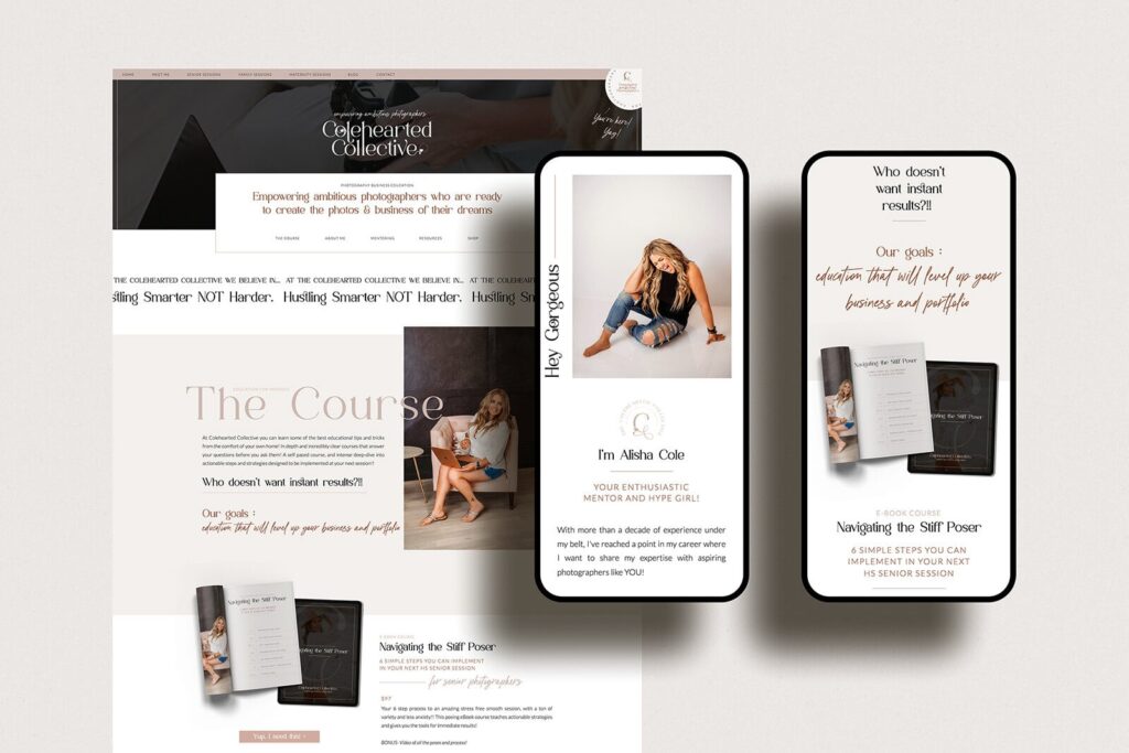 Custom photo course website designed by Jen Gen Creative