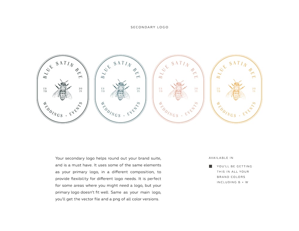 Secondary logo design for Blue Satin Bee by Jen Gen Creative