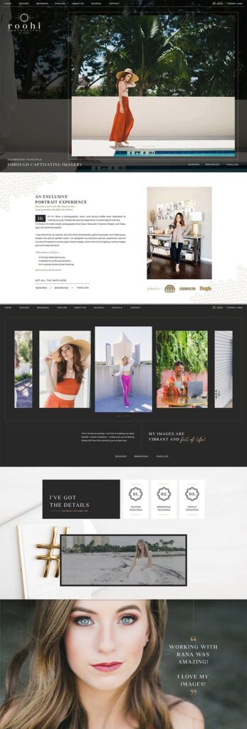 Website design for Bradenton photographer Roohi Photography by Jen Gen Creative